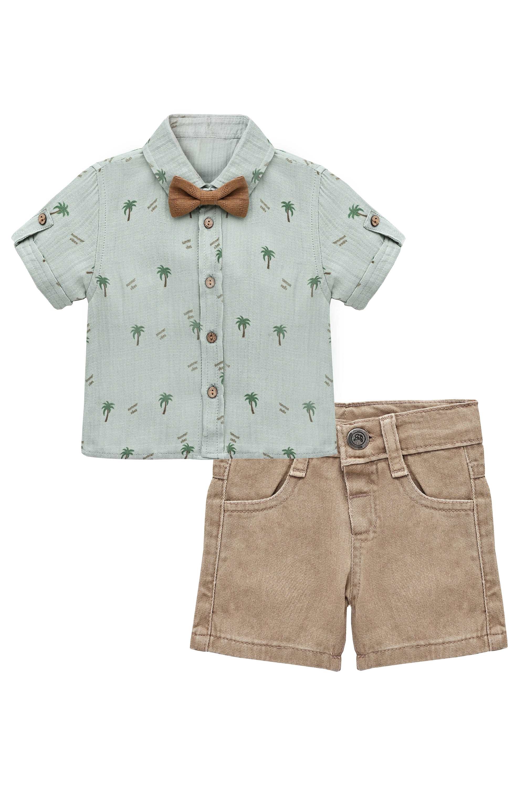 Baby & Toddler Boys' Summer Outfit - Button-Down T-Shirt, Matching Bowtie, and Short Set