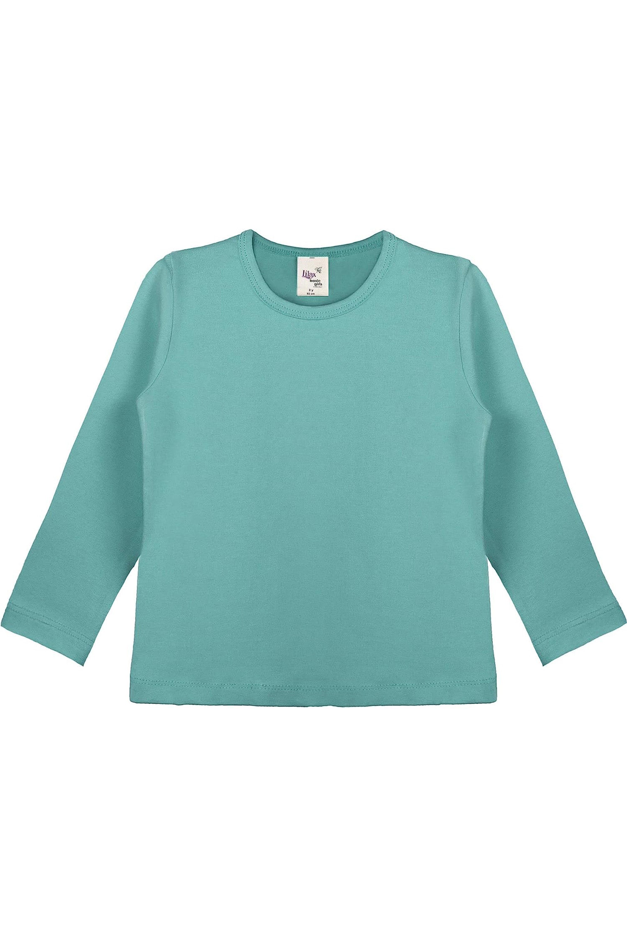 Girls' Basic Crewneck Long Sleeve Cotton T-Shirt / 11-12 Years LILAX