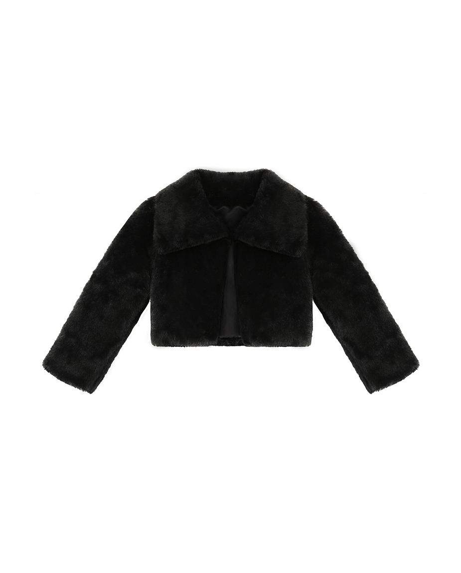 Girls Buttoned Oversize Collared Bolero Shrug