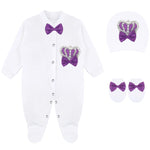 Gift Set for Newborn Baby Girl with Crown Jewels Layette - 3 Piece Ensemble LILAX