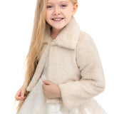 Girls Faux Fur Shrug Jacket Tied Ribbon Cozy Bolero