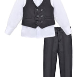 Toddler & Little Boys Suit Set Formal Vest, Shirt, Pants, and Bowtie 4-Piece Ensemble