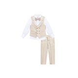 Boys 4-Piece Slim Fit Textured Suit Set With Notched Lapels