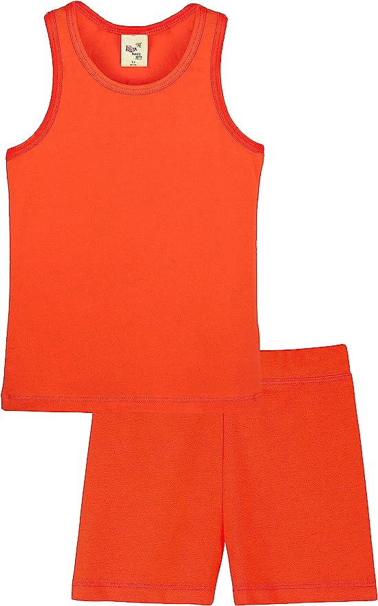 Lilax Girls' Athletic Racerback Tank Top and Comfy Solid Dance Short Set lilax