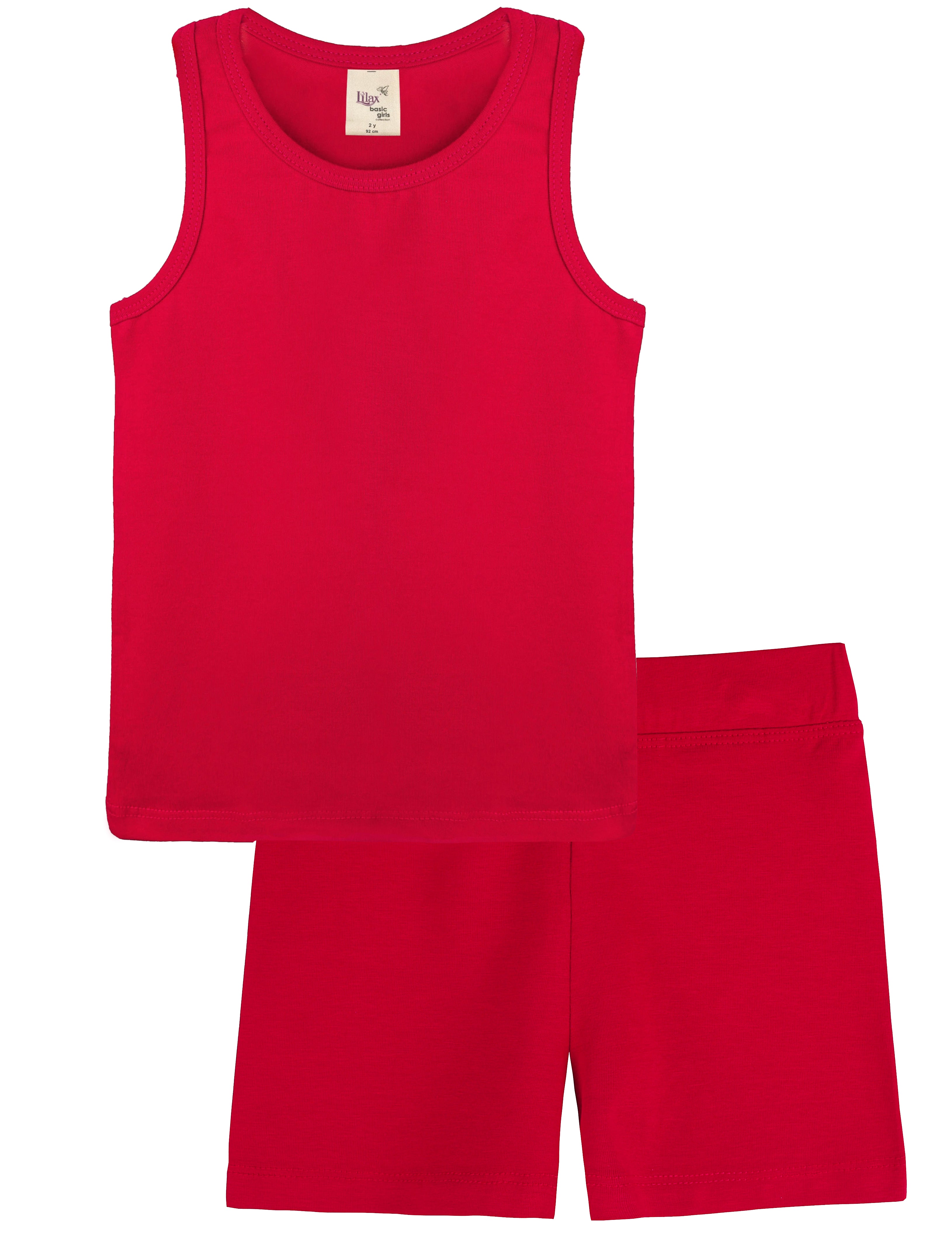 Girls cotton solid basic racerback tanktop and shorts set; perfect for baby girl clothes & christmas gift ideas  