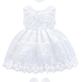 Lilax Baby Girls' Lace Floral Embroidered Dress with Matching Shoes and Headband, 0-6 Months Christening Baptism Dress