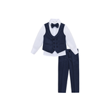 Boys 4-Piece Slim Fit Textured Suit Set With Notched Lapels