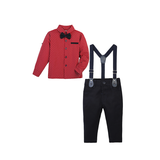 Boys Patterned Shirt & Suspender Pants Set