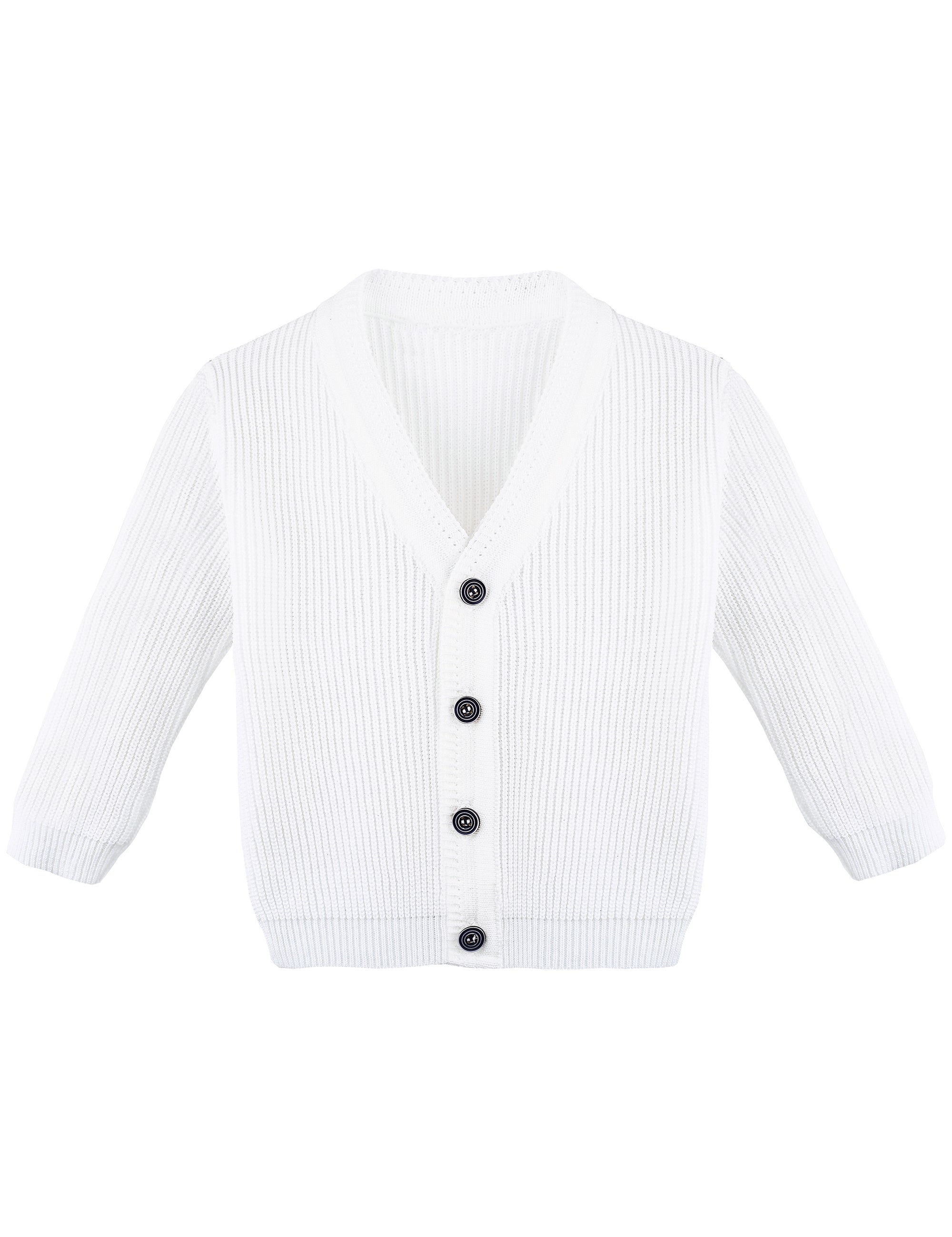 Baby boy ribbed knit v-neck cardigan with four buttons; perfect for baby boy clothes & christmas gift ideas  