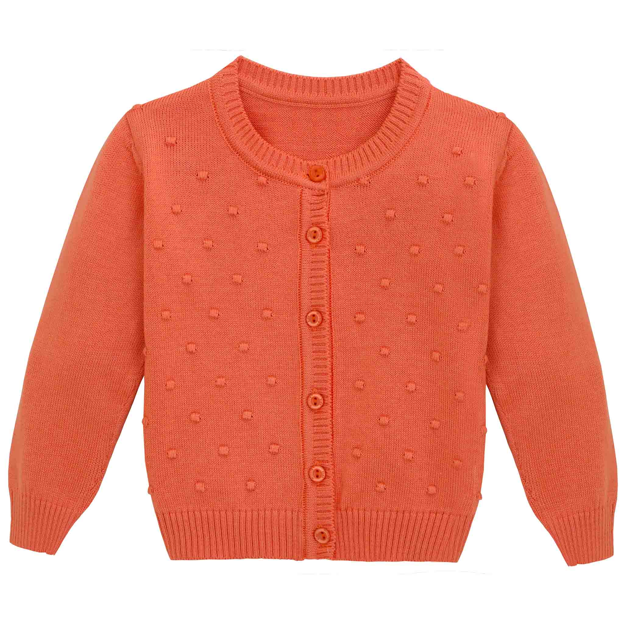 Baby girl knit round neck cardigan witk polka dots on top; perfect baby girl clothes & christmas gift ideas 