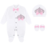 Gift Set for Newborn Baby Girl with Crown Jewels Layette - 3 Piece Ensemble LILAX