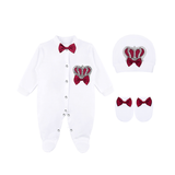 Newborn 3-Piece Cotton Jeweled Crown Layette Set