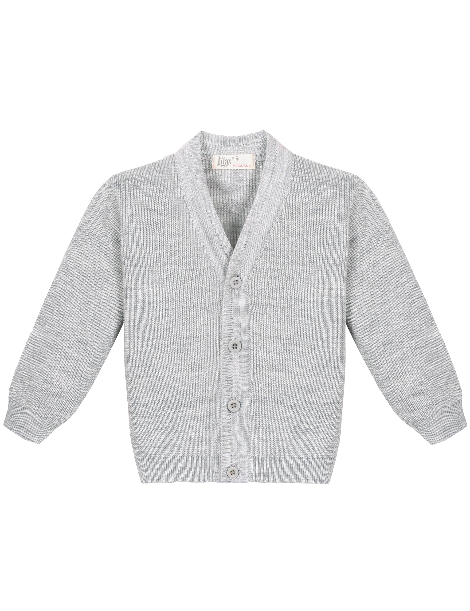 Baby boy ribbed knit v-neck cardigan with four buttons; perfect for baby boy clothes & christmas gift ideas  