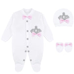 Gift Set for Newborn Baby Girl with Crown Jewels Layette - 3 Piece Ensemble LILAX