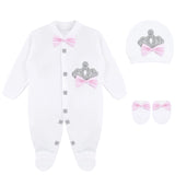 Gift Set for Newborn Baby Girl with Crown Jewels Layette - 3 Piece Ensemble LILAX