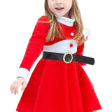 Little Girls' Christmas Dress with Red Hat and Belt