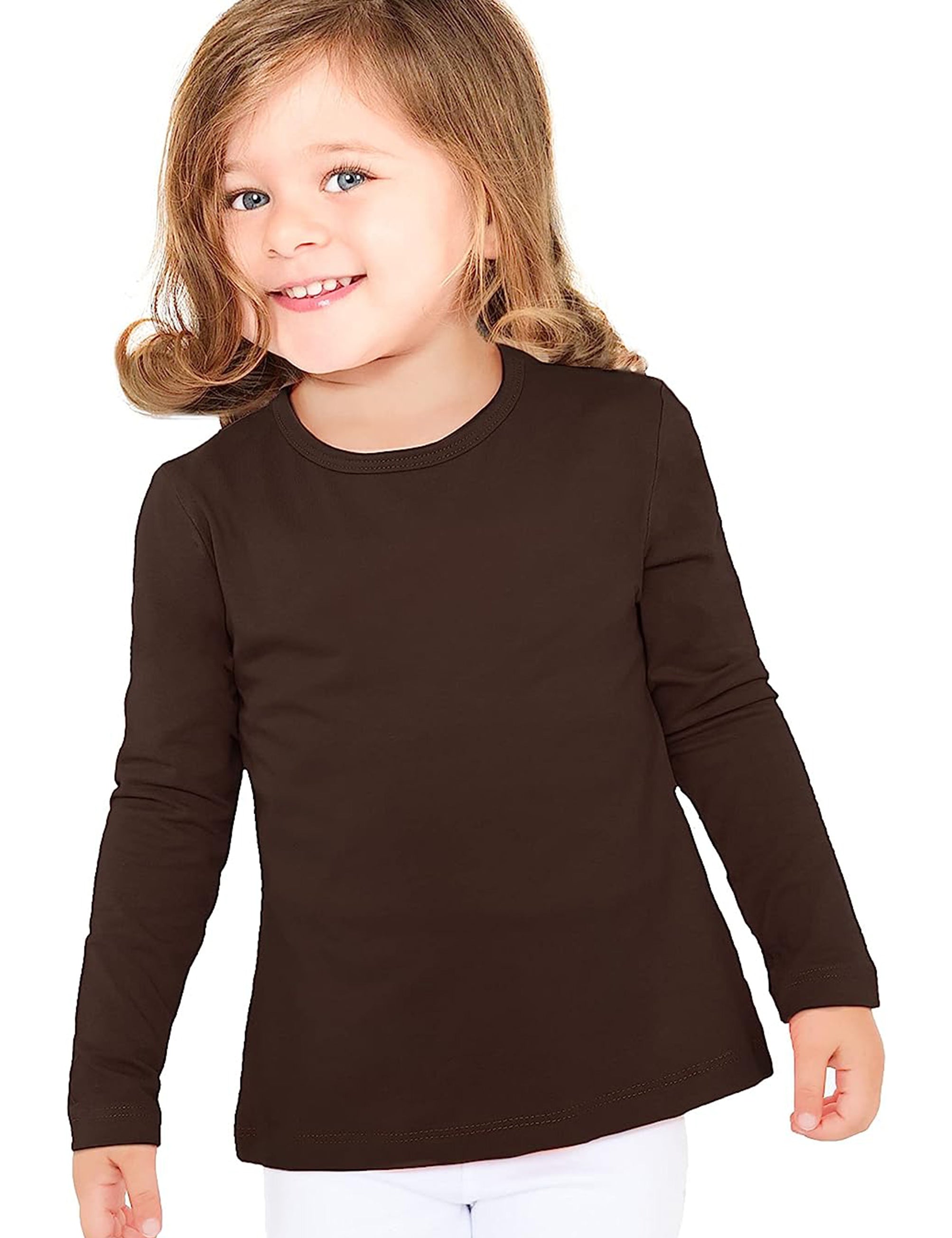 Girls cotton basic solid crewneck t-shirt; best for baby girl clothes & christmas gift ideas