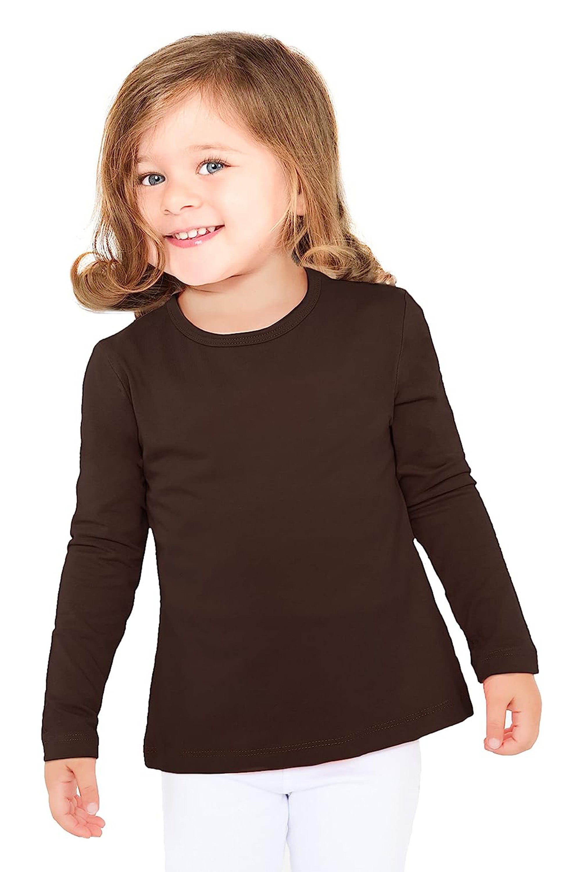 Girls' Basic Crewneck Long Sleeve Cotton T-Shirt / 11-12 Years LILAX