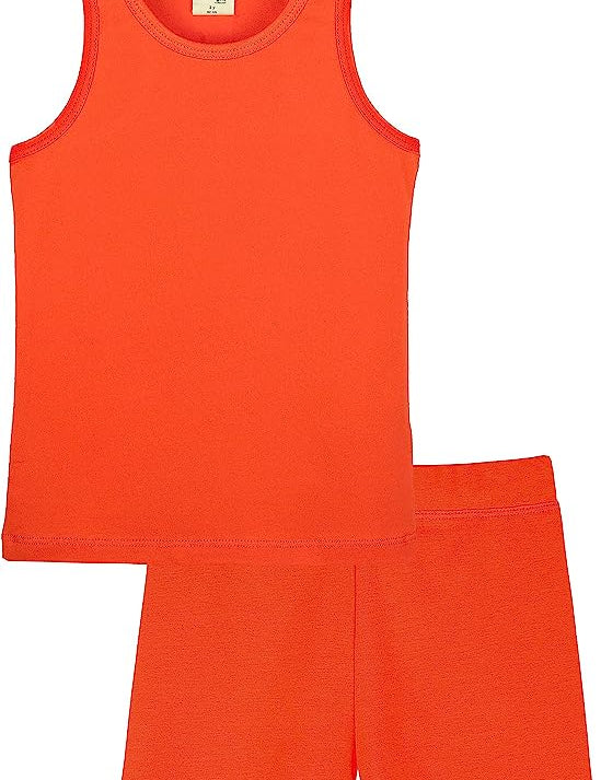 Girls cotton solid basic racerback tanktop and shorts set; perfect for baby girl clothes & christmas gift ideas  