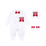 Newborn 3-Piece Cotton Jeweled Crown Layette Set