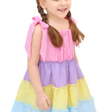 Little Girls' Layered Colorful Dress, Soft Cotton Summer Dress