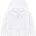 Baby Boys' Hooded Cardigan, Soft Knit Ribbed Buton Closure Sweater