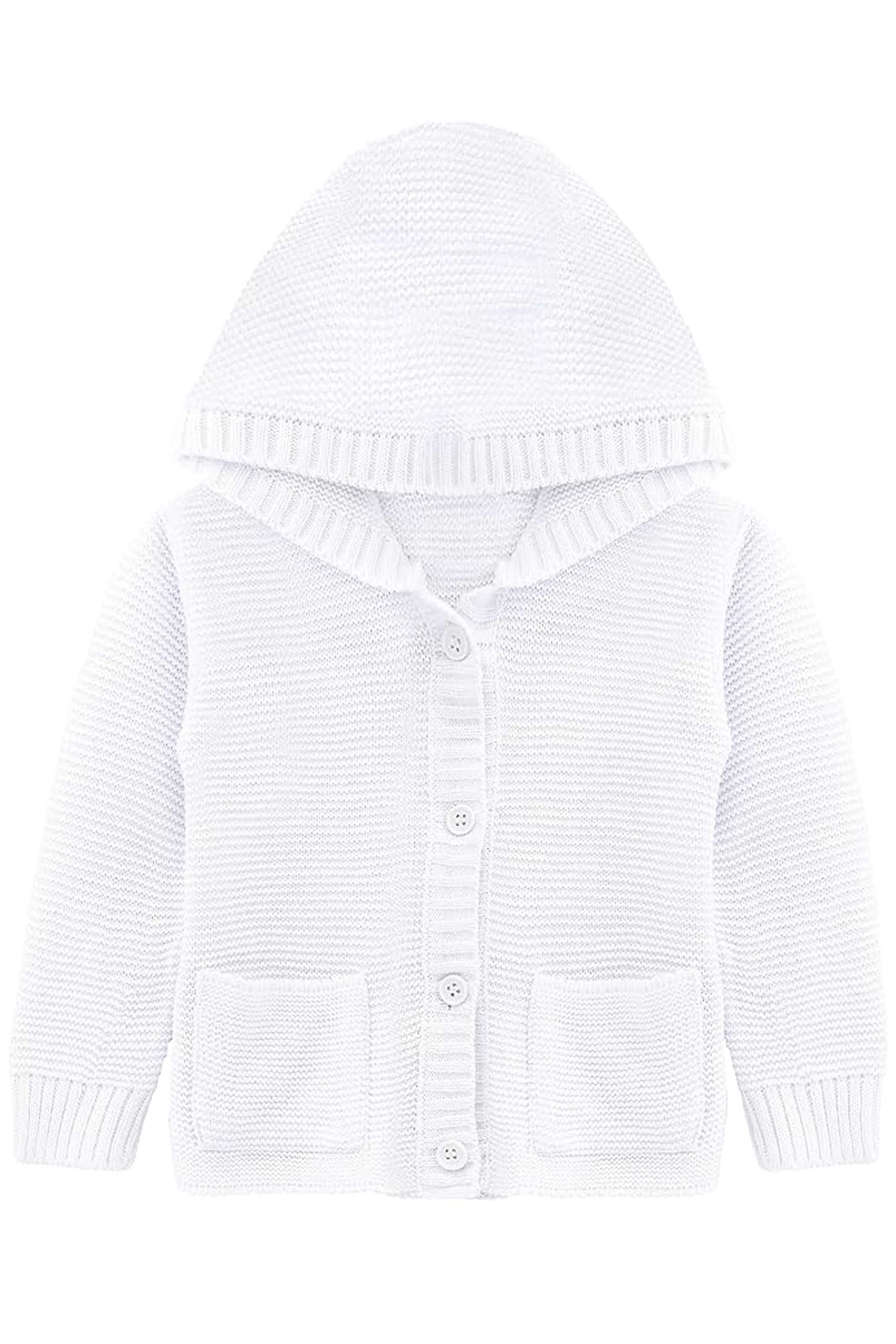 Baby Boys' Hooded Cardigan, Soft Knit Ribbed Buton Closure Sweater