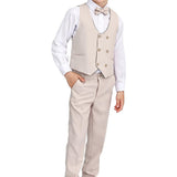 Boys 4 piece tuxedo suit with shirt, pants, vest and bow tie; perfect for baby boy clothes & christmas gift ideas  