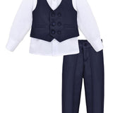 Toddler & Little Boys Suit Set Formal Vest, Shirt, Pants, and Bowtie 4-Piece Ensemble