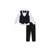 Boys 4-Piece Slim Fit Textured Suit Set With Notched Lapels