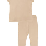 Basic Short Puff Sleeve Cotton T-Shirt and Leggings Set 10-12 Years lilax