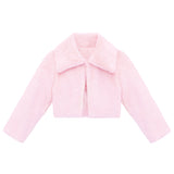 Girls Faux Fur Shrug Jacket Tied Ribbon Cozy Bolero