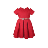 Girls Patterned Shimmer Belt Dress