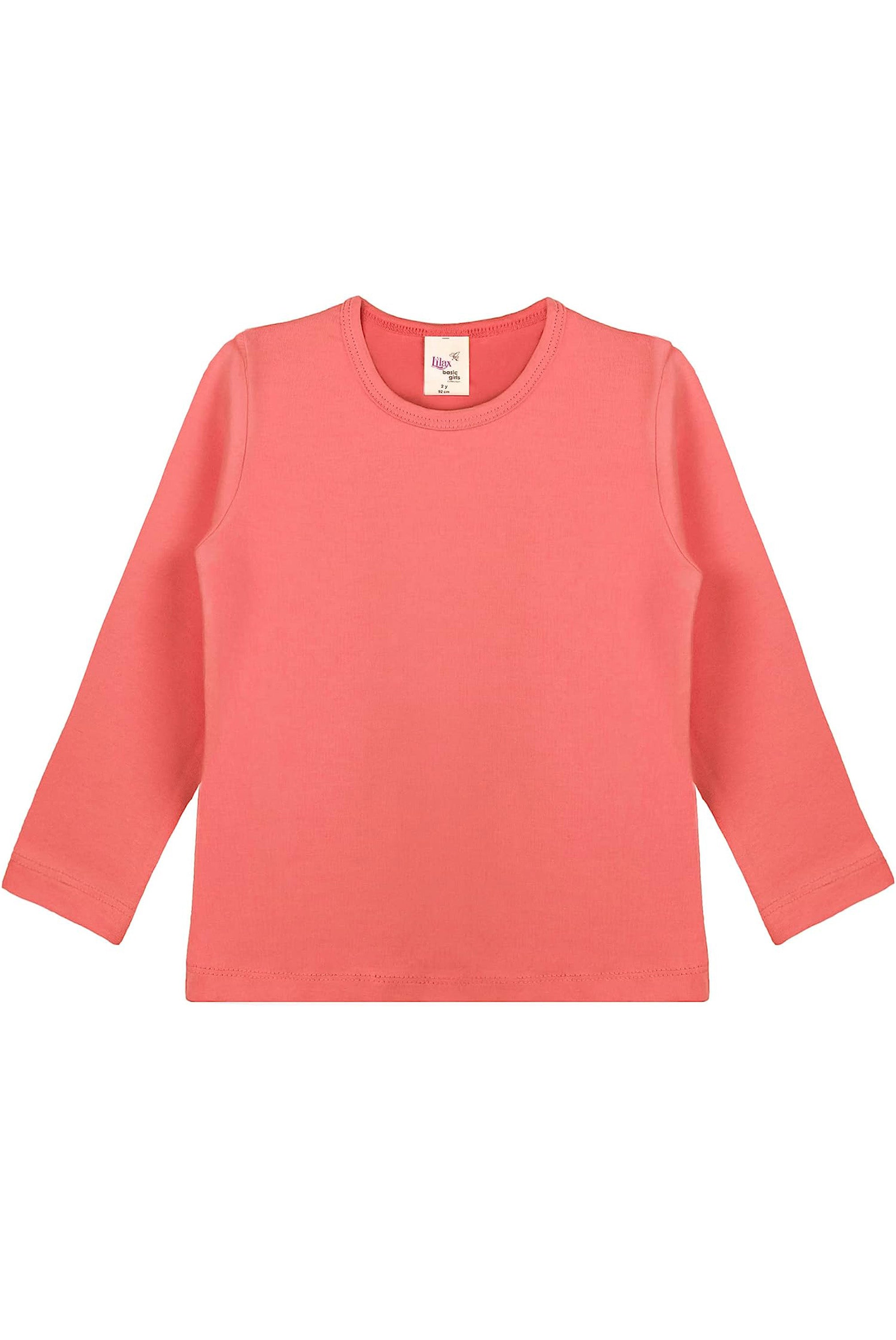 Girls' Basic Crewneck Long Sleeve Cotton T-Shirt / 11-12 Years LILAX