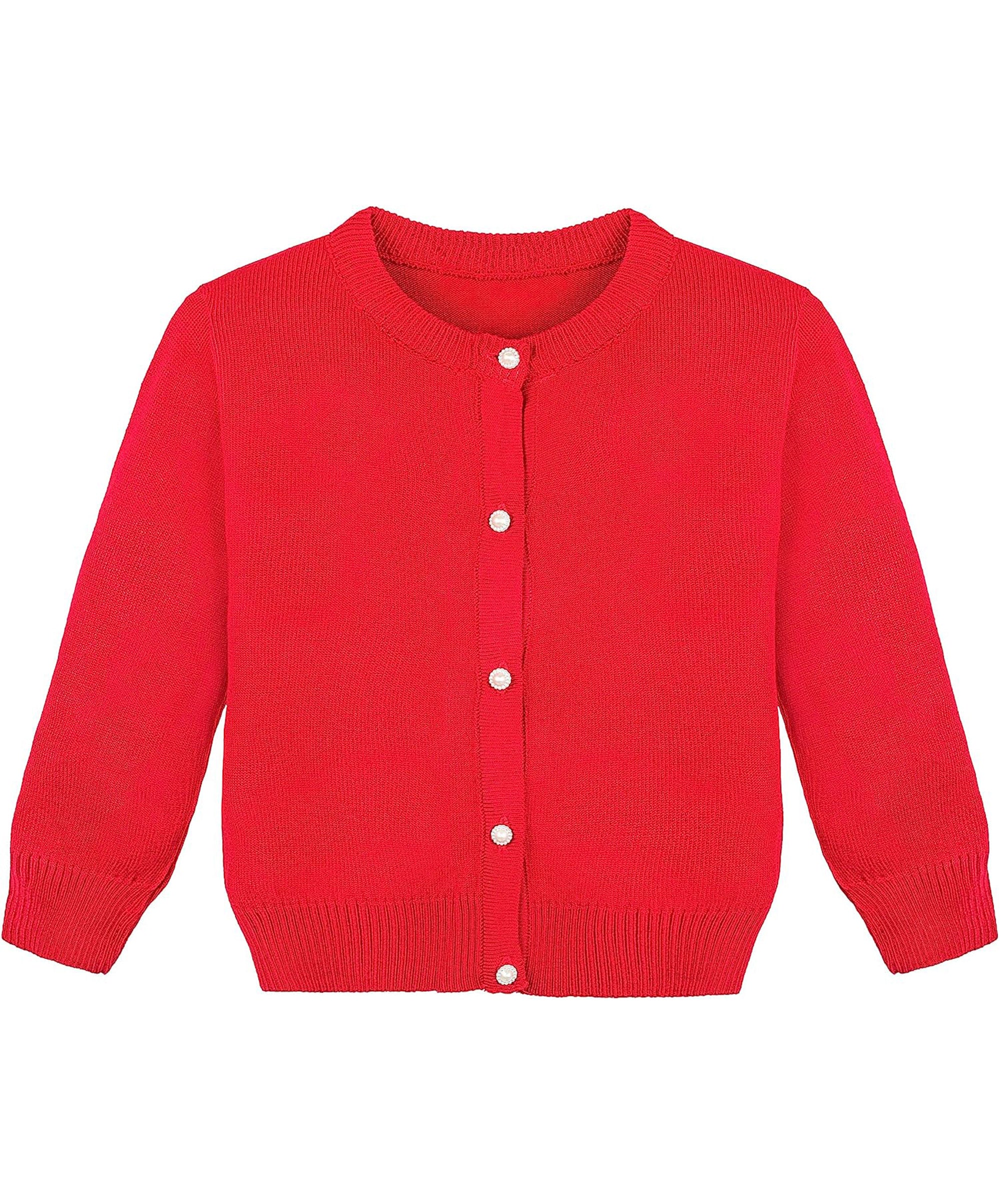 Baby girls 5 pearl-buttoned cardigan sweater; perfect for baby girl clothes & christmas gift ideas  