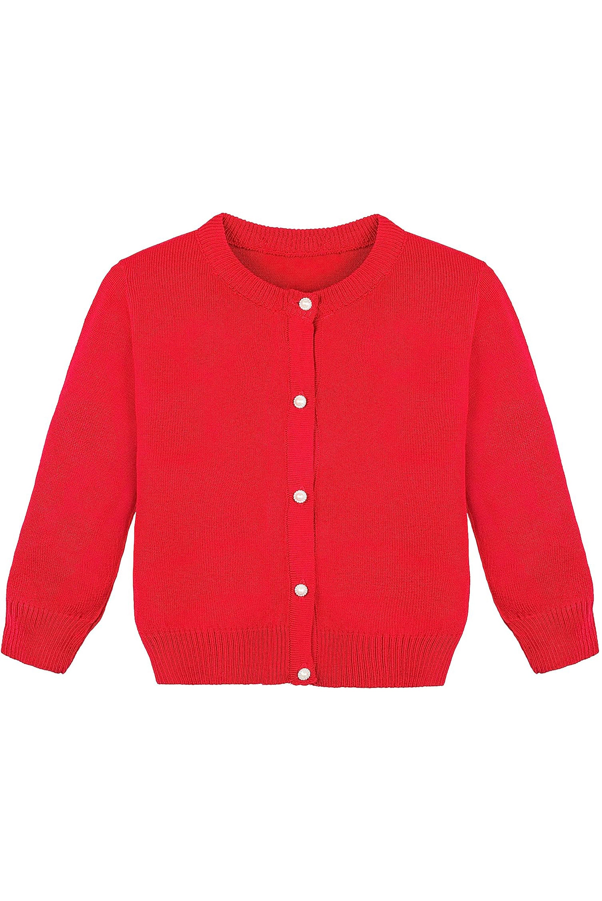 Baby girls 5 pearl-buttoned cardigan sweater; perfect for baby girl clothes & christmas gift ideas