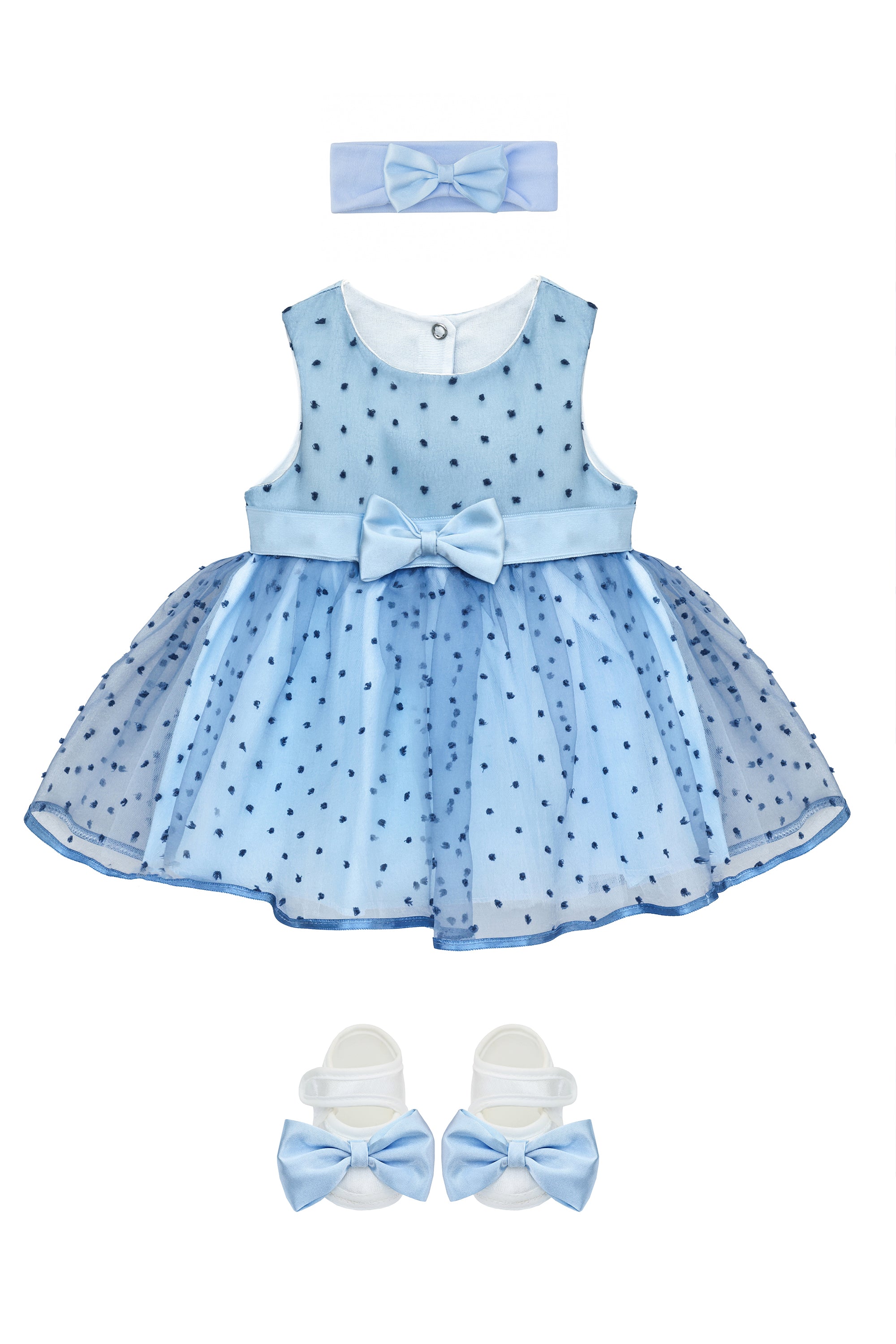 Baby Girls' Lace Dot Tulle Dress Pageant Sleeveless Party Wedding Outfit 3 Piece