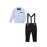 Boys Patterned Shirt & Suspender Pants Set