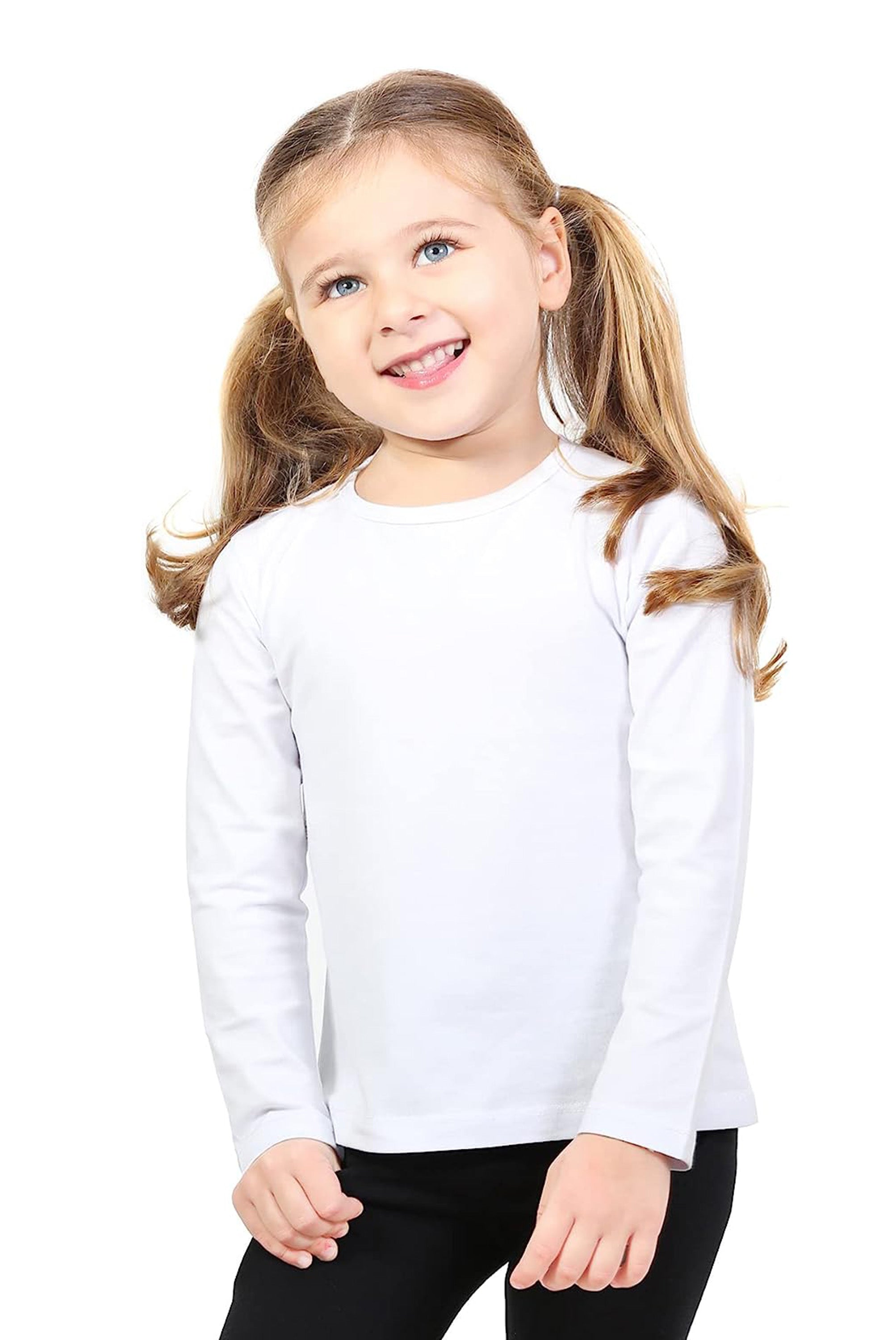 Girls' Basic Crewneck Long Sleeve Cotton T-Shirt / 11-12 Years LILAX