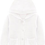 Baby Girls' Hooded Cardigan, Soft Knit Ribbed Button Closure Sweater