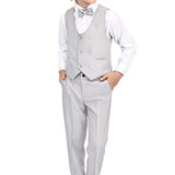 Toddler & Little Boys Suit Set Formal Vest, Shirt, Pants, and Bowtie 4-Piece Ensemble