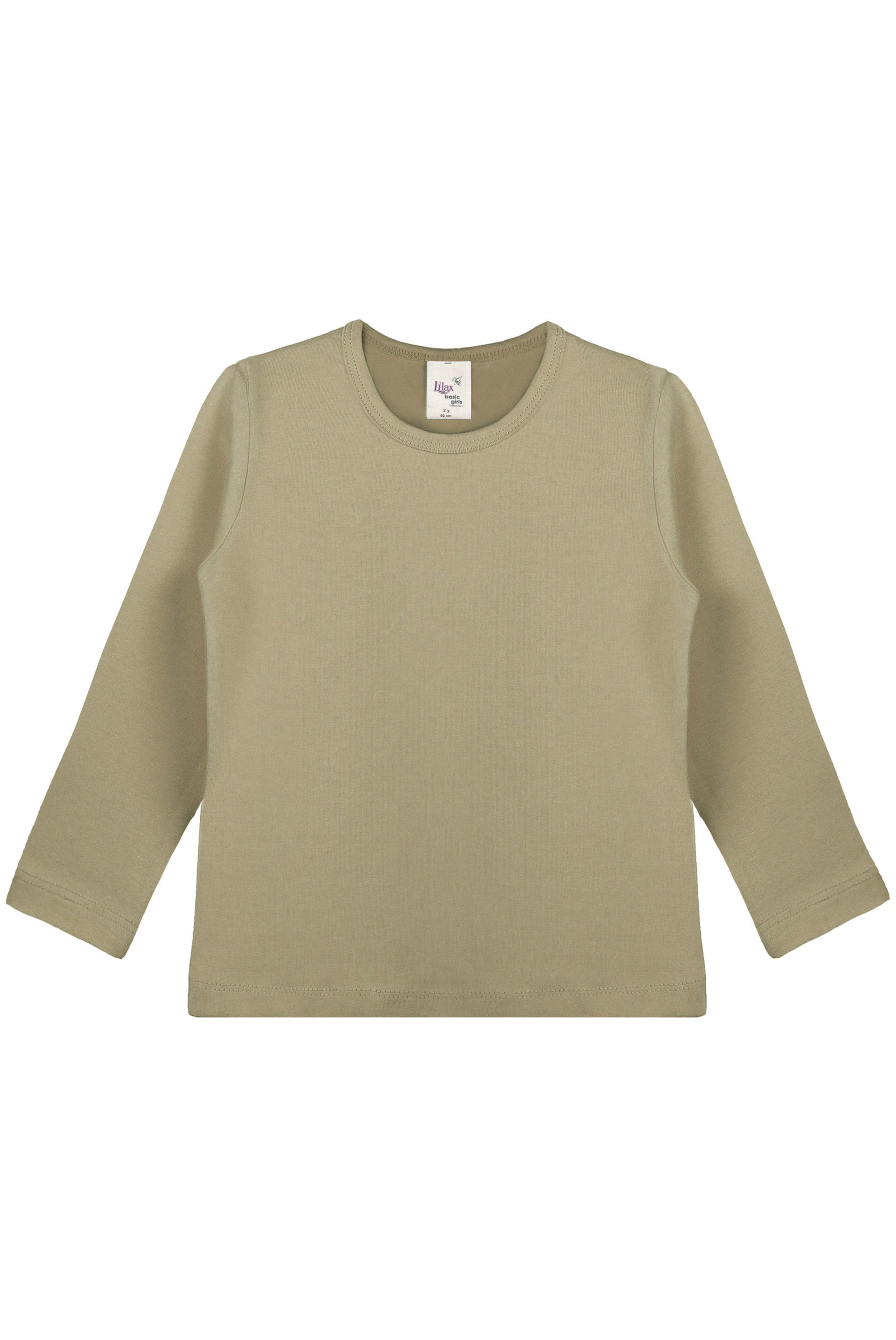 Girls' Basic Crewneck Long Sleeve Cotton T-Shirt / 11-12 Years LILAX