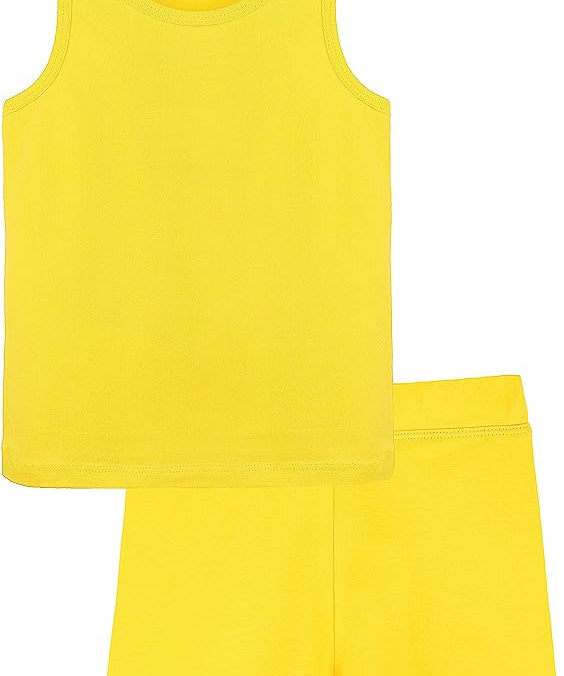 Girls cotton solid basic racerback tanktop and shorts set; perfect for baby girl clothes & christmas gift ideas  