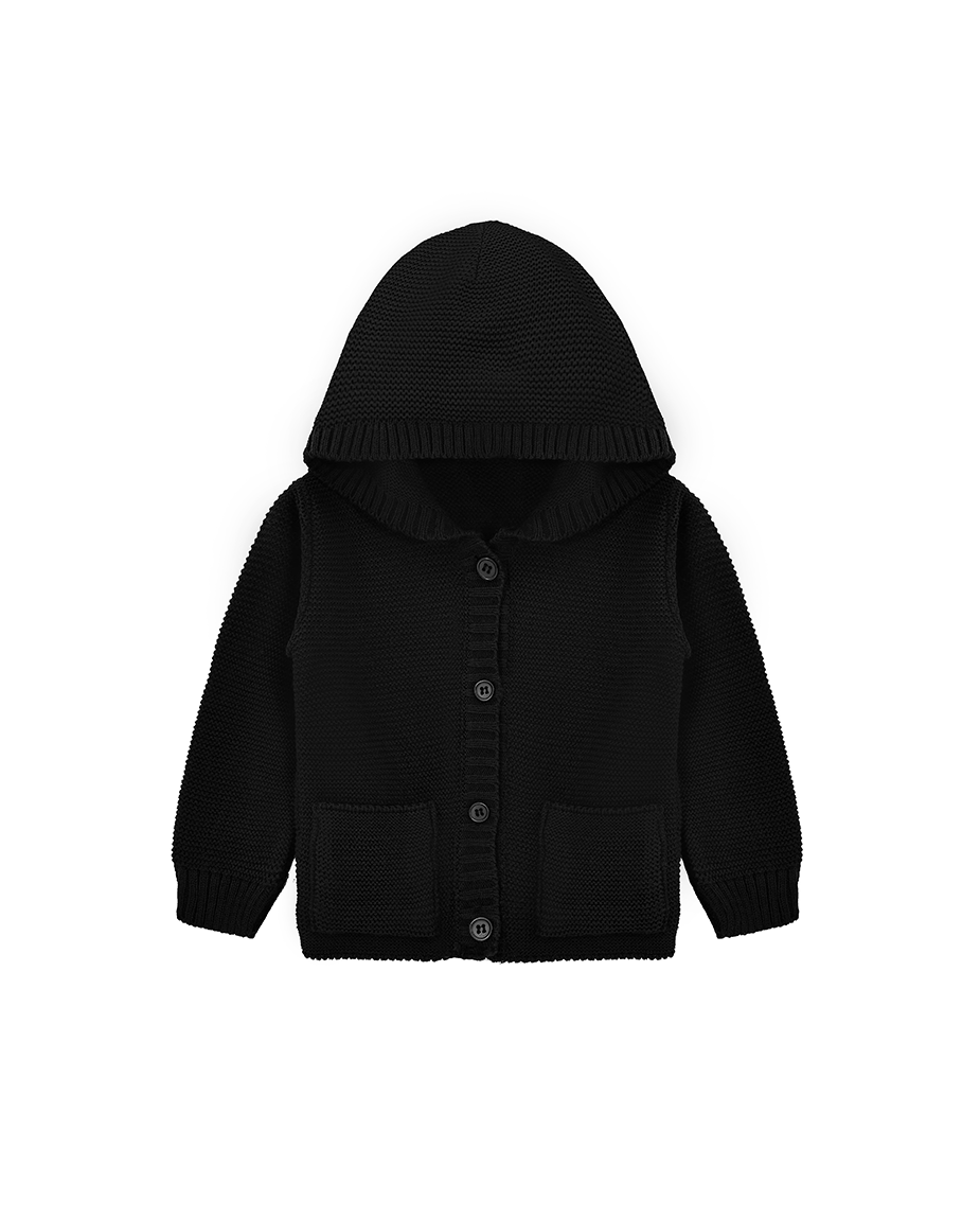 Baby Boy Hooded Button Down Knit Cardigan Sweater