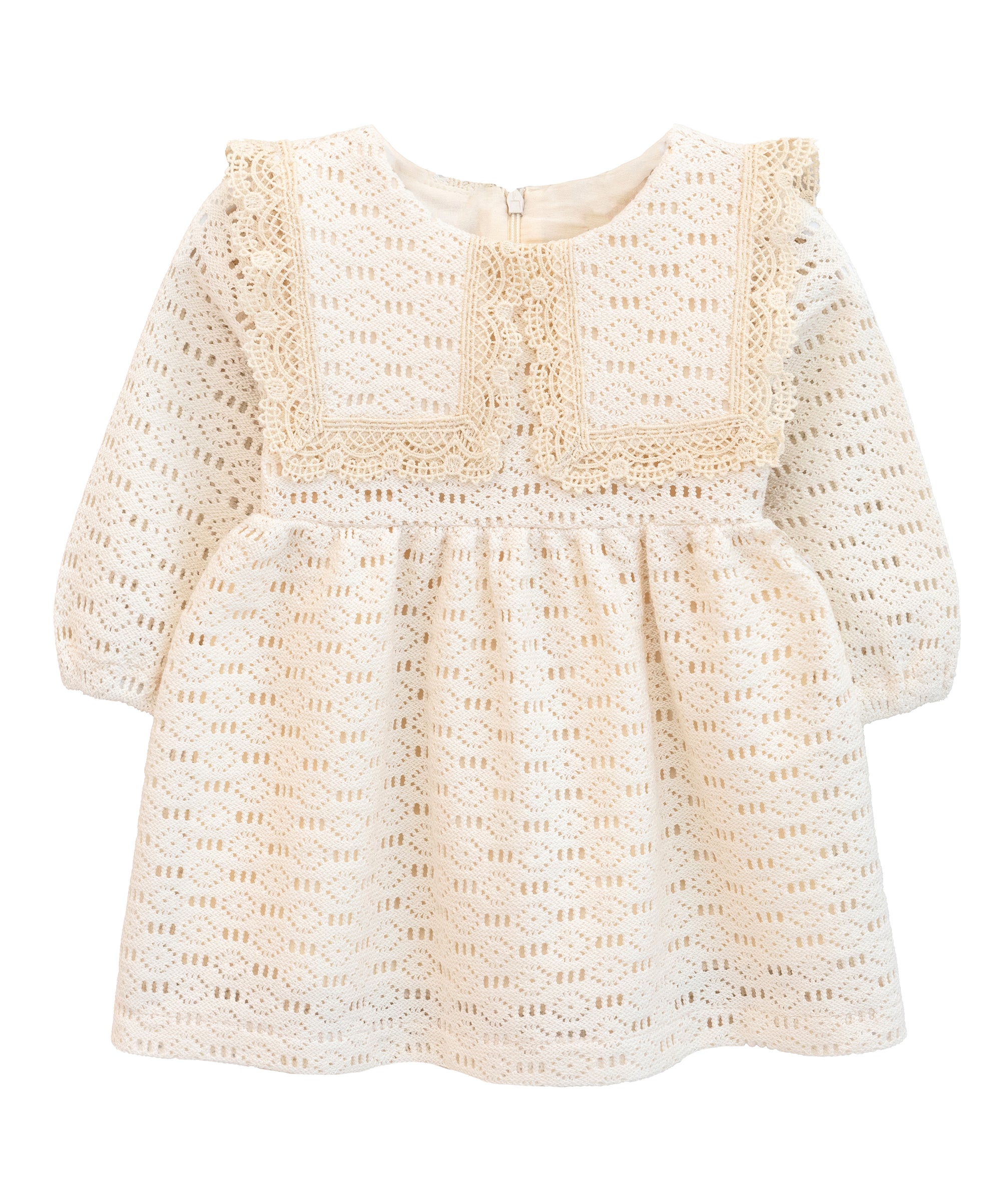 Baby girls lace detailed dress with oversized collars; perfect for baby girl clothes & christmas gift ideas  