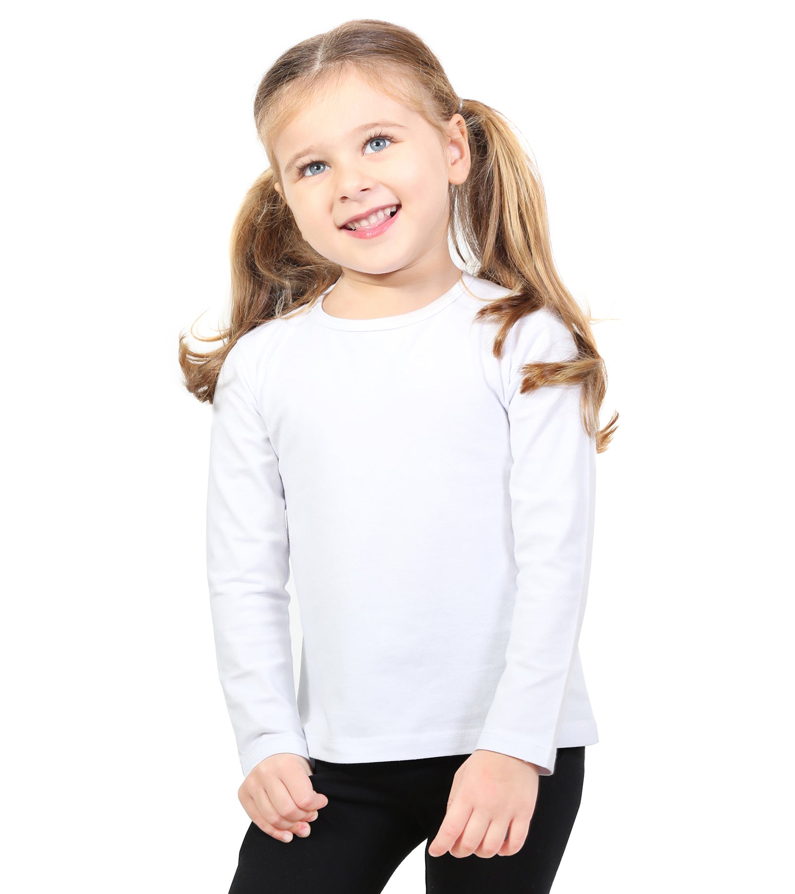 Girls' Basic Crewneck Long Sleeve Cotton T-Shirt  / 5 to 7 Years lilax