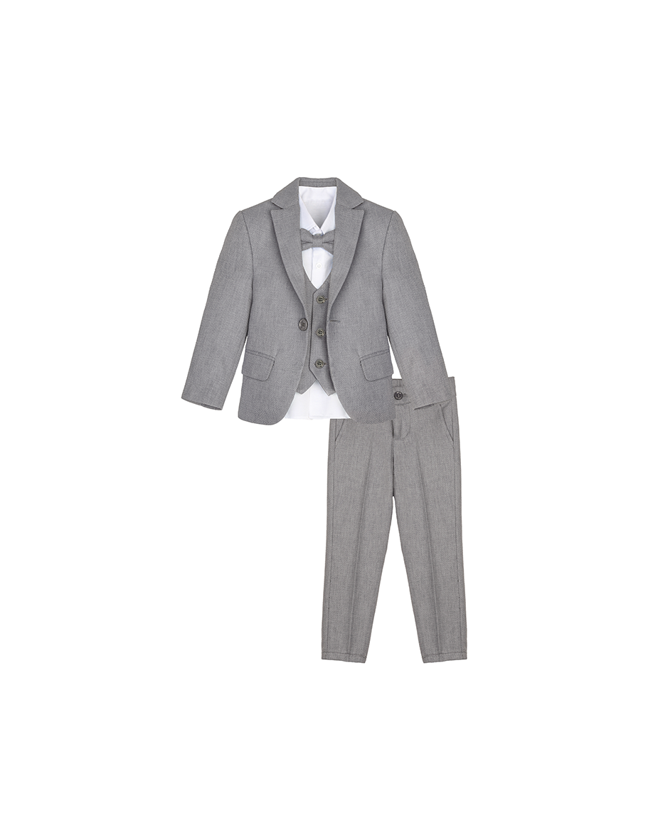 Boys 5-Piece Slim Fit Textured Formal Suit Set