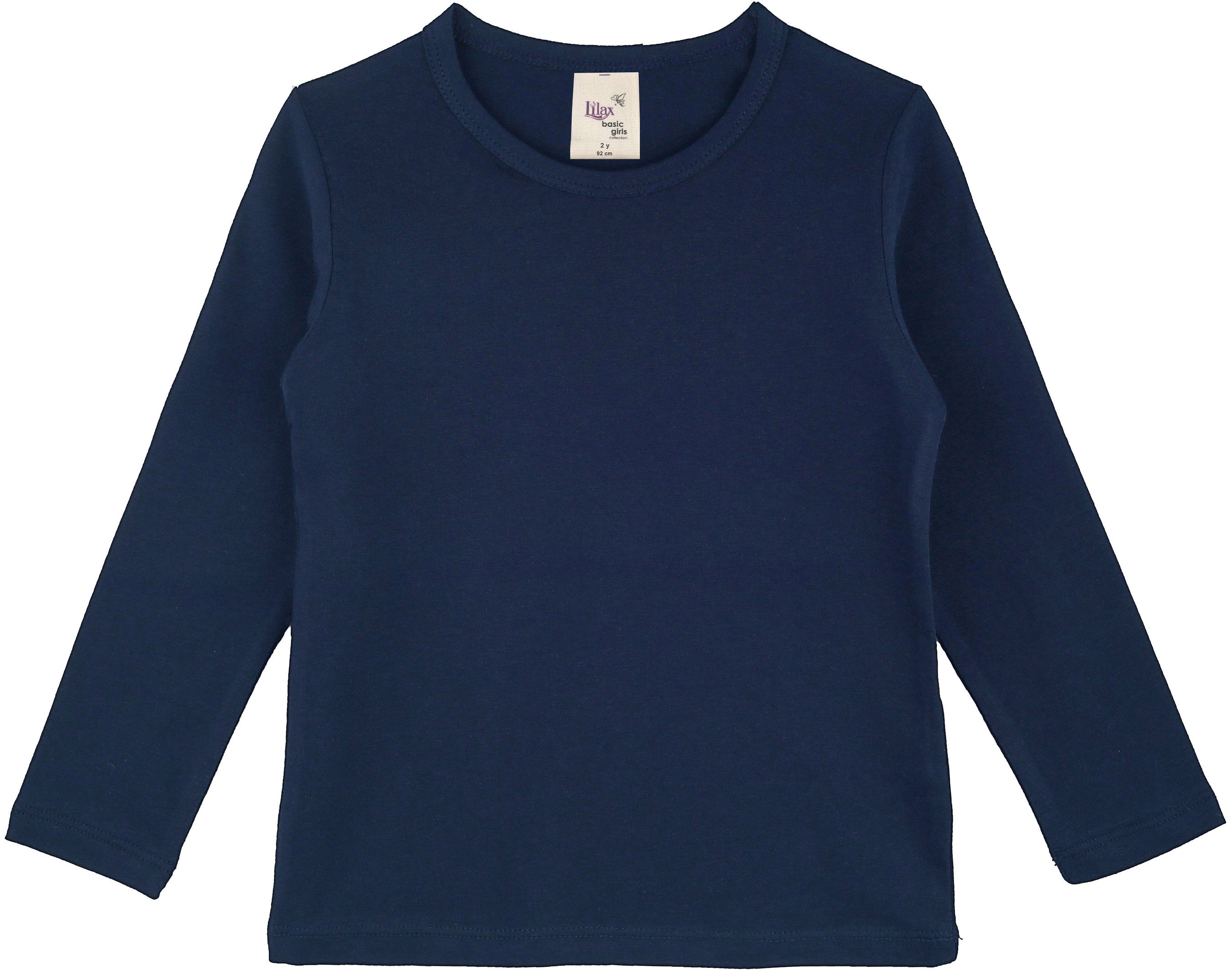 Girls' Basic Crewneck Long Sleeve Cotton T-Shirt  / 5 to 7 Years lilax