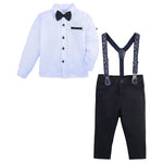 Boys cotton suit with shirt, pants and suspender set; perfect for baby boy clothes & christmas gift ideas  