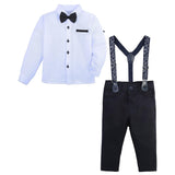 Boys cotton suit with shirt, pants and suspender set; perfect for baby boy clothes & christmas gift ideas  